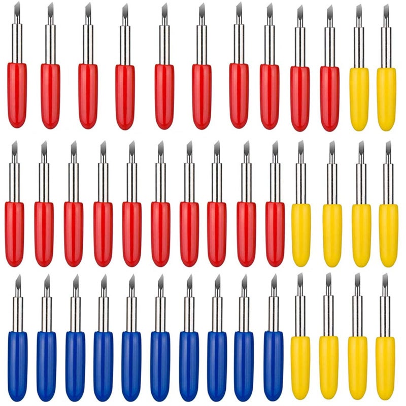 Elefama 40PCS Blades for Explore Air 2/Air 3/Make 3/Maker 20PCS 45Â° Fine Point Blade +10PCS 60Â° Deep Cut +10PCS 30Â° Shallow Cut Fabric Cards Paper Vinyl Knife Cutting Blade for Replacement - Image 1
